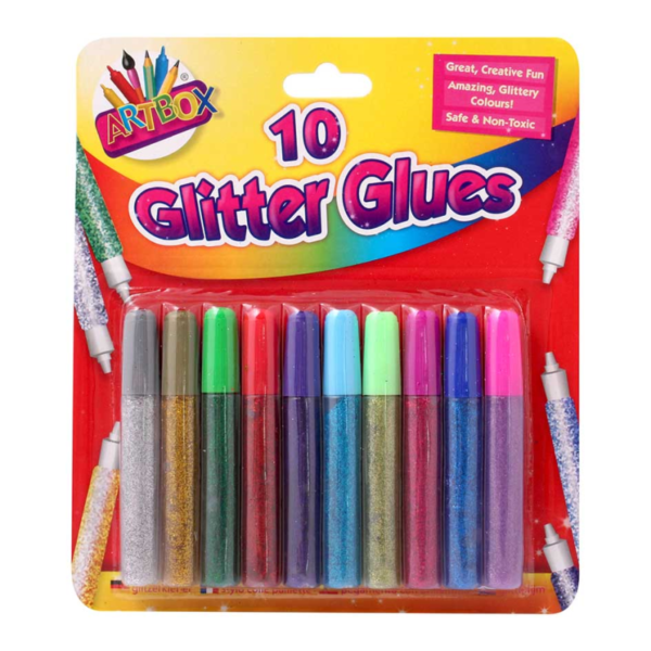 10 ASSORTED COLOUR GLITTER GLUE PENS Andil Brothers