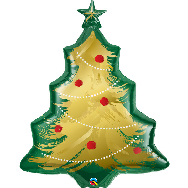 QUALATEX 40″ “CHRISTMAS TREE BRUSHED GOLD” SUPERSHAPE BALLOON