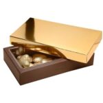 1 LAYER CHOC BOX BROWN W/GOLD LID PK5