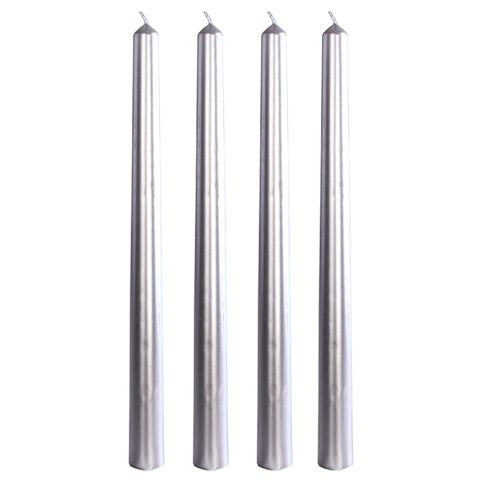 S/4 SILVER TAPERED CANDLES