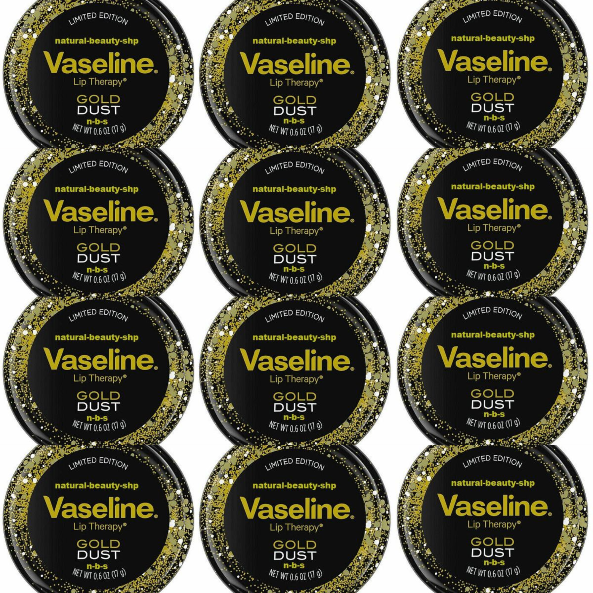 VASELINE LIP THERAPY GOLD DUST 17G (Pack of 12)
