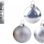 PACK OF 8 LUXURY BAUBLES 5CM SILVER