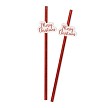 MERRY CHRISTMAS RED&WHT PAPER STRAWS 10