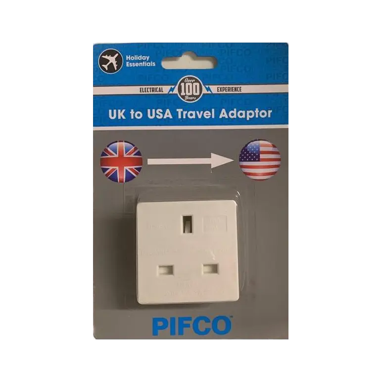 PIFCO UK TO USA TRAVEL ADAPTOR 13A PLUGS TO FIT SOCKTETS