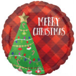 ANAGRAM 18″ FESTIVE CHRISTMAS TREE PLAID FOIL BALLOON