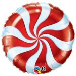 QUALATEX 18″ CANDY SWIRL RED  MICROFOIL BALLOON