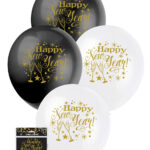 UNIQUE 12″ GLITTERING “HAPPY NEW YEAR” 8 BALLOONS