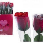 55CM DELUXE ARTIFICIAL GLITTER RED ROSE: SINGLE, PACK OF 10, BOX OF 48